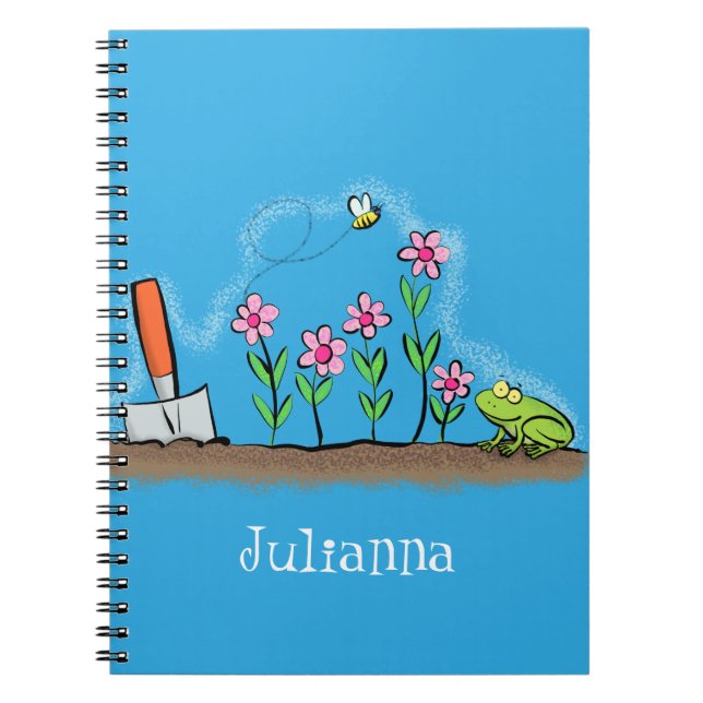 Fågelgroda och bin i trädgårdsodling, illustration anteckningsbok (Framsidan)