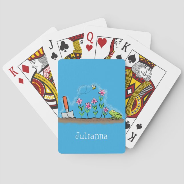 Fågelgroda och bin i trädgårdsodling, illustration casinokort (Baksidan)