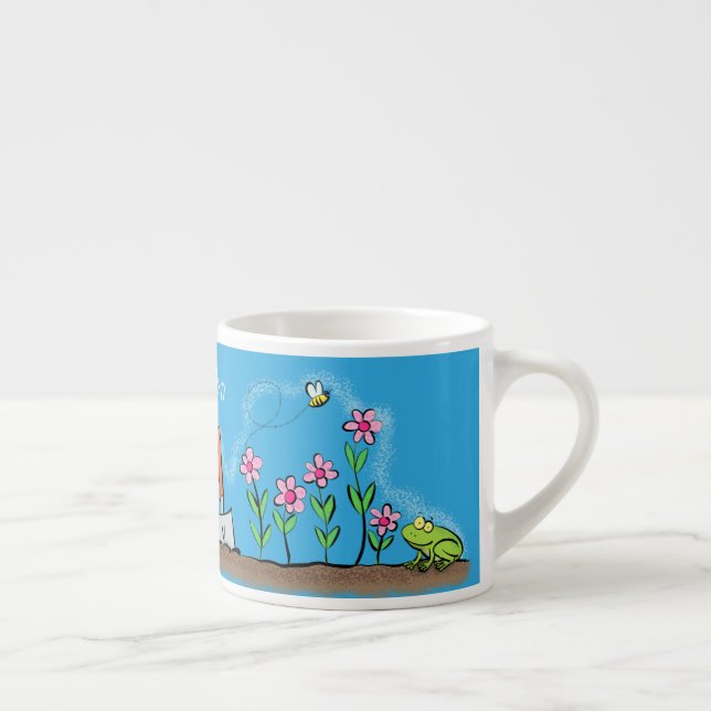 Fågelgroda och bin i trädgårdsodling, illustration espressomugg (Höger)