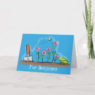 Fågelgroda och bin i trädgårdsodling, illustration kort