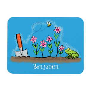 Fågelgroda och bin i trädgårdsodling, illustration magnet