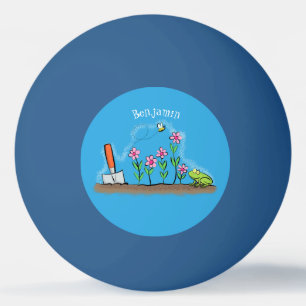 Fågelgroda och bin i trädgårdsodling, illustration pingisboll