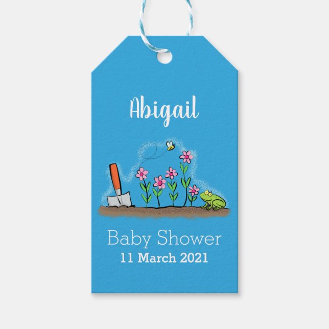 Fågelgroda och bin i trädgårdsodling, illustration presentetikett (Framsidan)