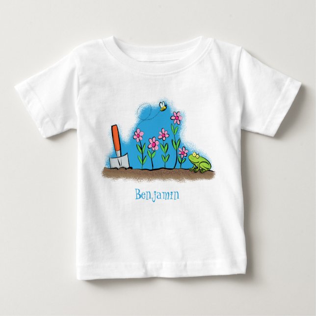 Fågelgroda och bin i trädgårdsodling, illustration t shirt (Framsida)
