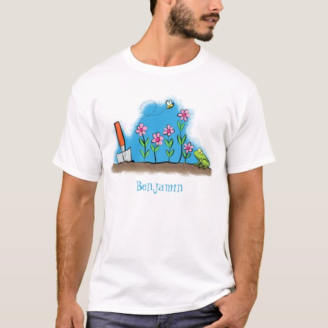 Fågelgroda och bin i trädgårdsodling, illustration t shirt (Framsida)