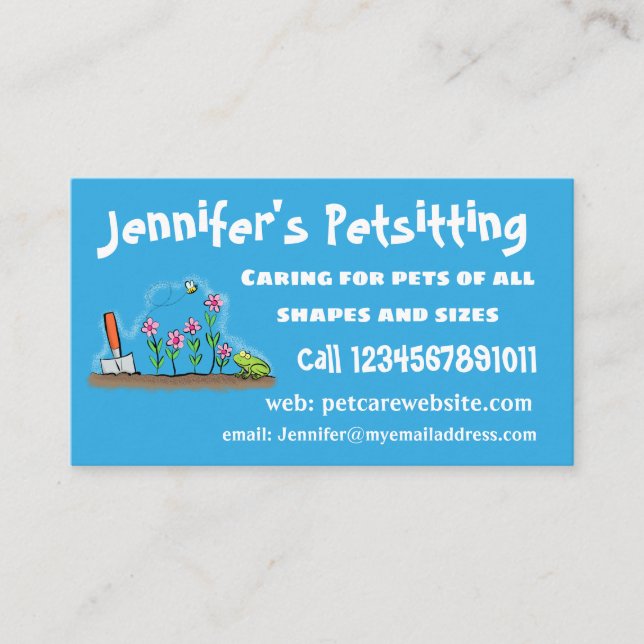 Fågelgroda och bin i trädgårdsodling, illustration visitkort (Framsida)