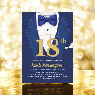 Fågelhändelse i 18:e marinen Blue och Guld Tuxedo Inbjudningar