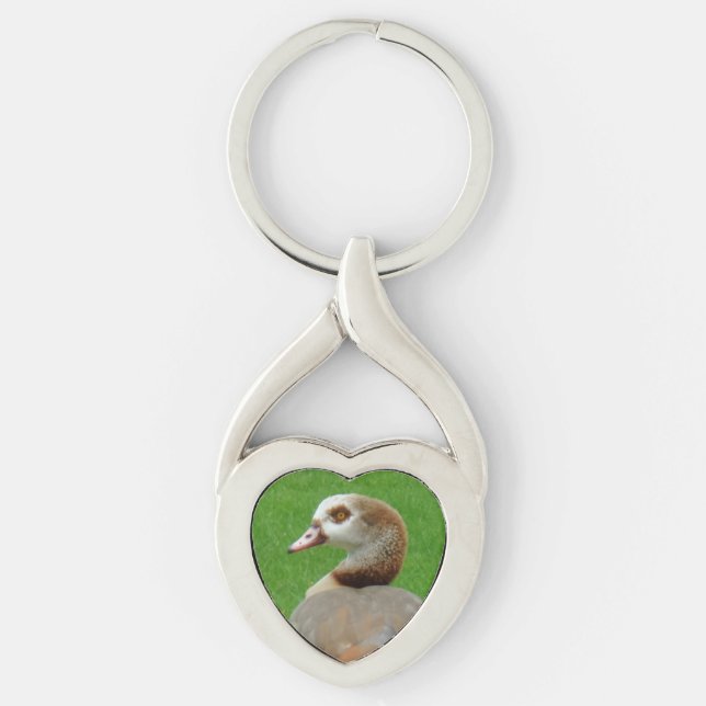 FågelHjärtnyckelring Twisted Heart Silverfärgad Nyckelring (Framsidan)