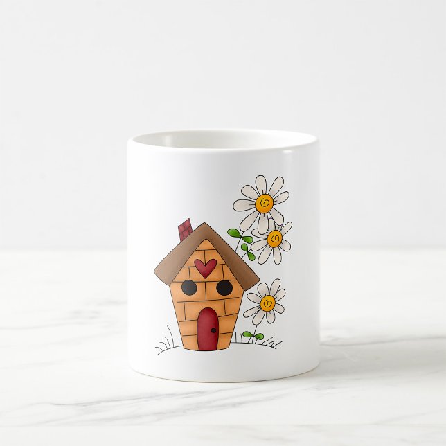 Fågelhus och blommor kaffemugg (Skapare uppladdad)