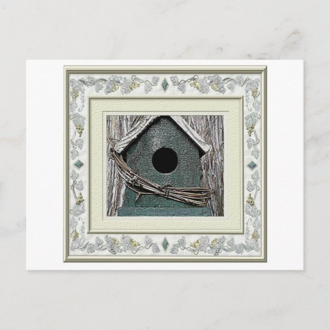 Fågelhus Postkort.  Nytt hem, Vi har flyttat! Meddelande Vykort (Framsida)