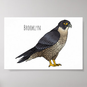 Fågelillustration av tecknad av fruktfalk poster
