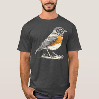 Fågelillustration för lera, lilla amerikanska rånh t shirt