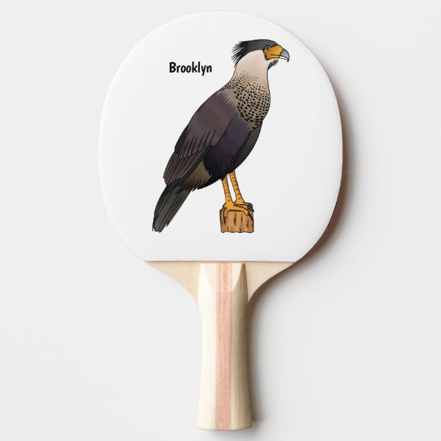 Fågelillustration för tecknad av bestnad karacara pingisracket (Framsidan)