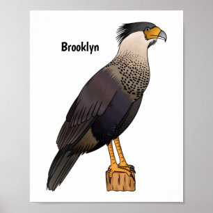 Fågelillustration för tecknad av bestnad karacara poster