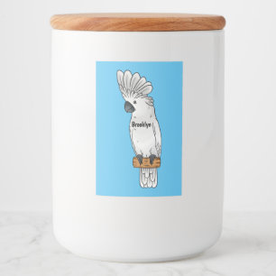 Fågelillustration för tecknad av paraplycockatoo mat etikett