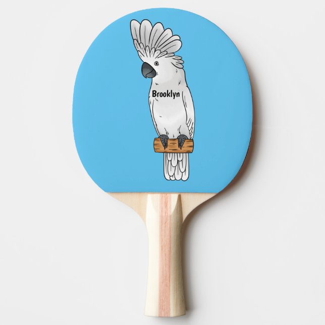 Fågelillustration för tecknad av paraplycockatoo pingisracket (Framsidan)
