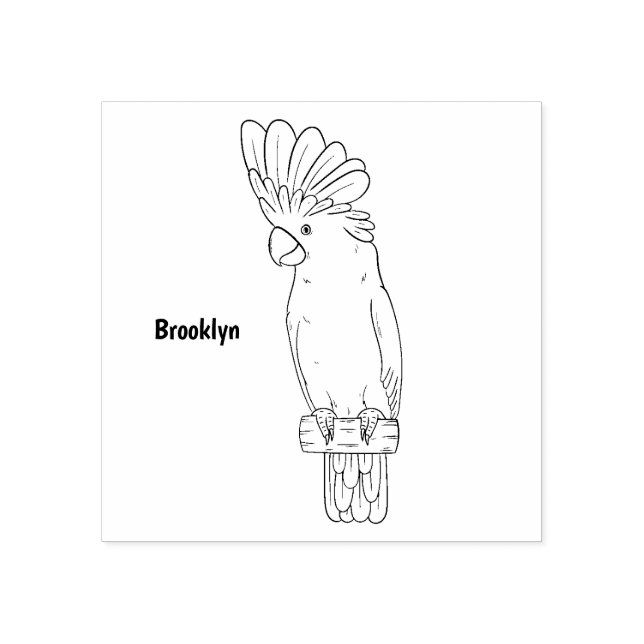 Fågelillustration för tecknad av paraplycockatoo stämpel (Tryck)