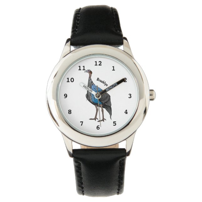 Fågelillustration för tecknad av vulturinguineafow armbandsur (Framsida)