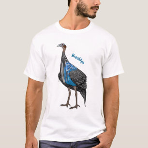 Fågelillustration för tecknad av vulturinguineafow t shirt
