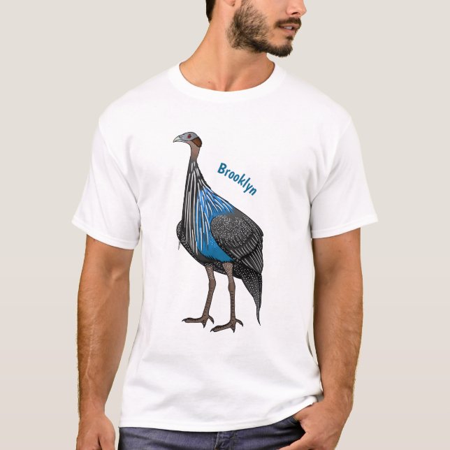Fågelillustration för tecknad av vulturinguineafow t shirt (Framsida)