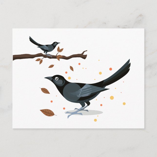 Fågelillustration - Hösten färg Vykort (Framsida)