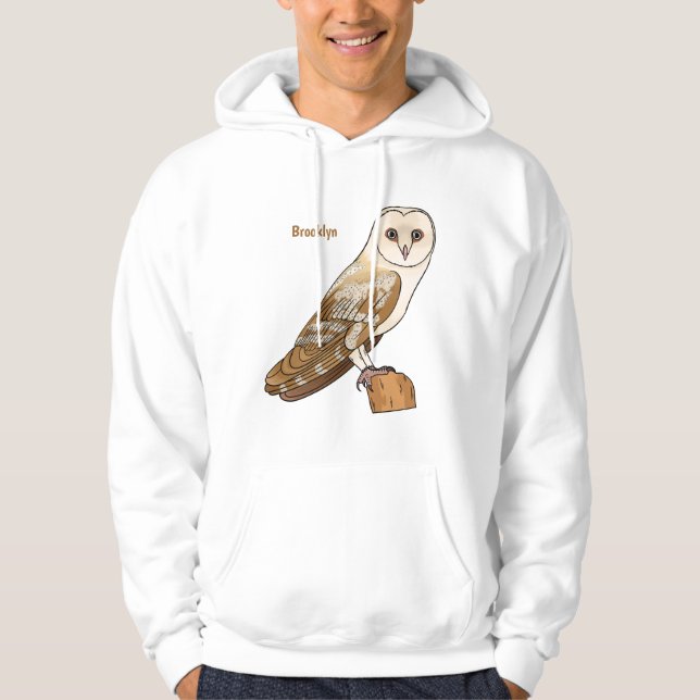 Fågelillustration i Barn uggla tecknad Hoodie (Framsida)