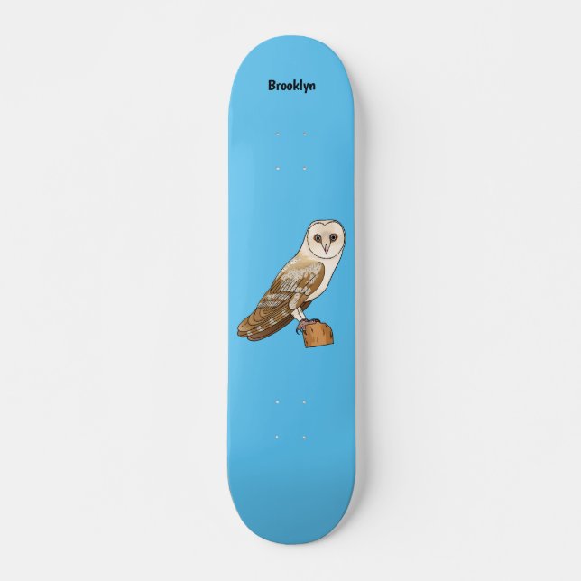 Fågelillustration i Barn uggla tecknad  Mini Skateboard Bräda 18,5 Cm (Framsida)