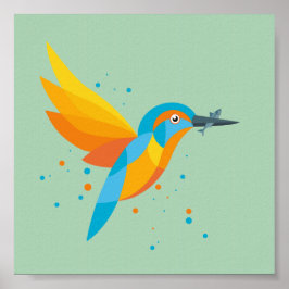 Fågelillustration - Kingfisher Poster