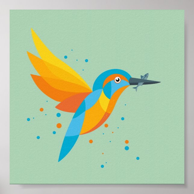 Fågelillustration - Kingfisher Poster (Framsidan)