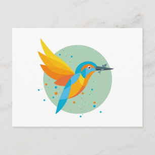 Fågelillustration - Kingfisher Vykort