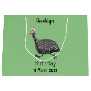 Fågelillustration med tecknaden Guineafowl