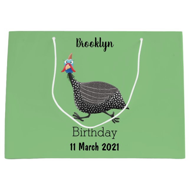 Fågelillustration med tecknaden Guineafowl (Framsidan)