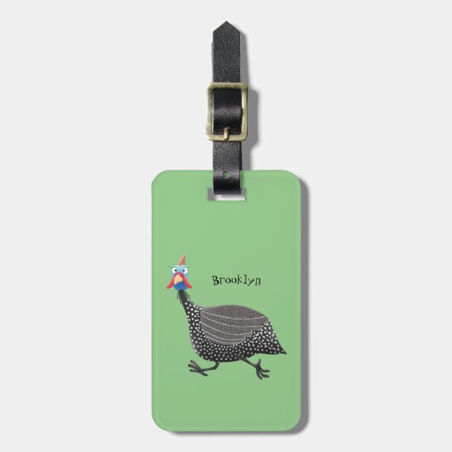 Fågelillustration med tecknaden Guineafowl Bagagebricka (Vertikal Framsida)