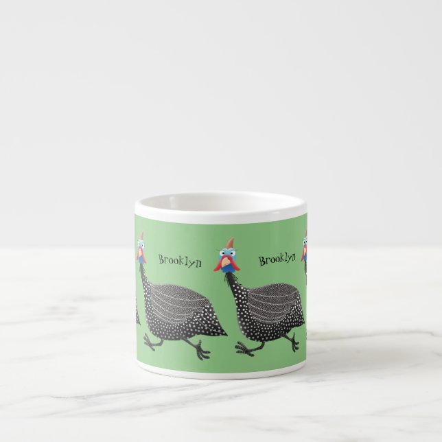 Fågelillustration med tecknaden Guineafowl Espressomugg (Framsidan)