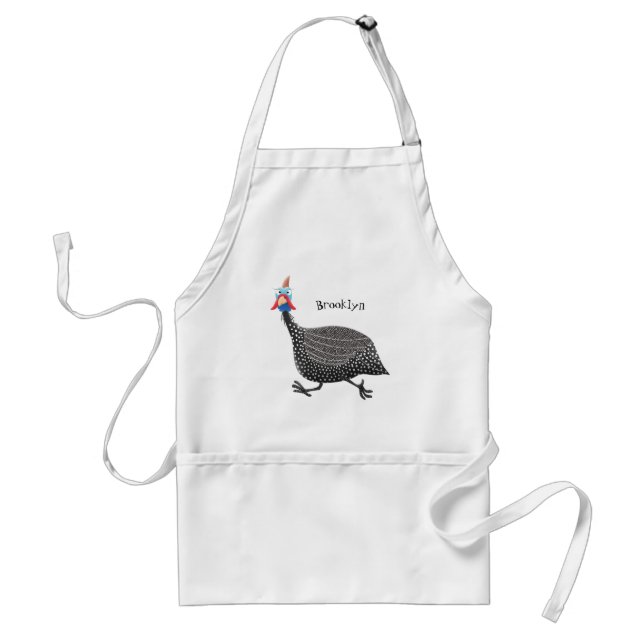 Fågelillustration med tecknaden Guineafowl Förkläde (Framsidan)
