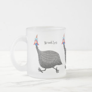 Fågelillustration med tecknaden Guineafowl Frostad Glasmugg