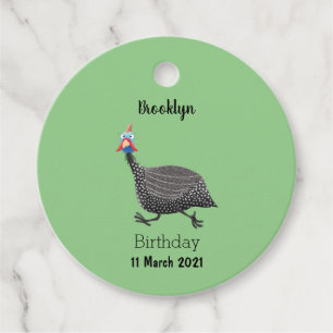 Fågelillustration med tecknaden Guineafowl Gåvor Etiketter