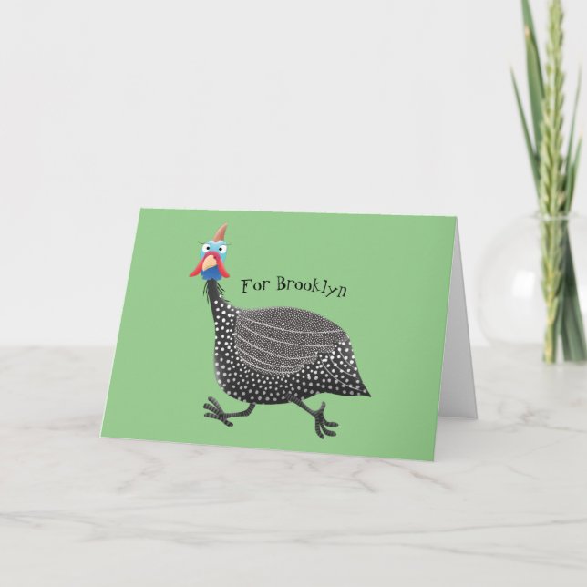 Fågelillustration med tecknaden Guineafowl Kort (Framsida)