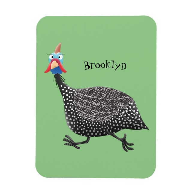Fågelillustration med tecknaden Guineafowl Magnet (Vertikal)