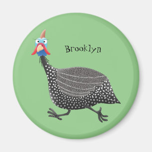 Fågelillustration med tecknaden Guineafowl Magnet