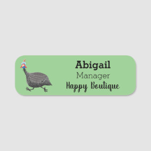 Fågelillustration med tecknaden Guineafowl Namnbricka