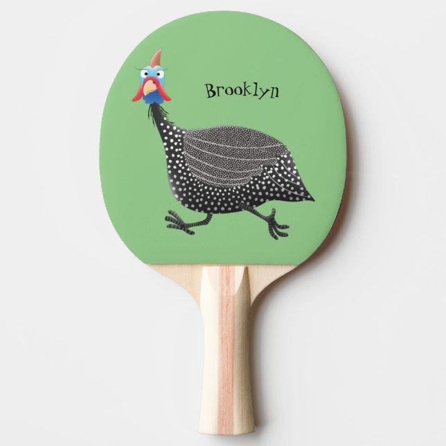 Fågelillustration med tecknaden Guineafowl Pingisracket (Framsidan)