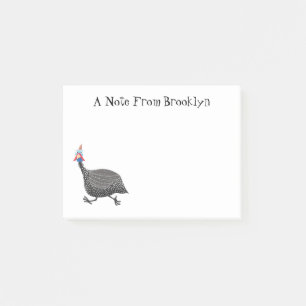 Fågelillustration med tecknaden Guineafowl Post-it Block