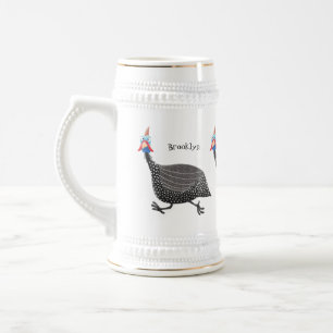 Fågelillustration med tecknaden Guineafowl Sejdel