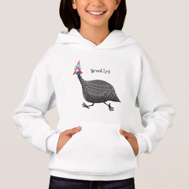 Fågelillustration med tecknaden Guineafowl T Shirt (Framsida)