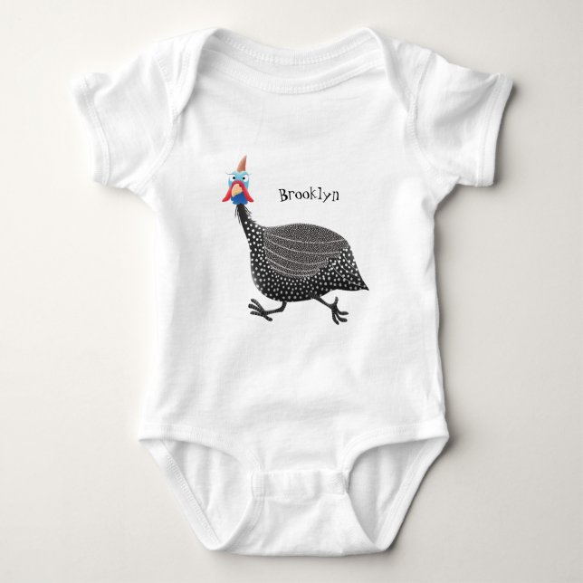 Fågelillustration med tecknaden Guineafowl T Shirt (Framsida)