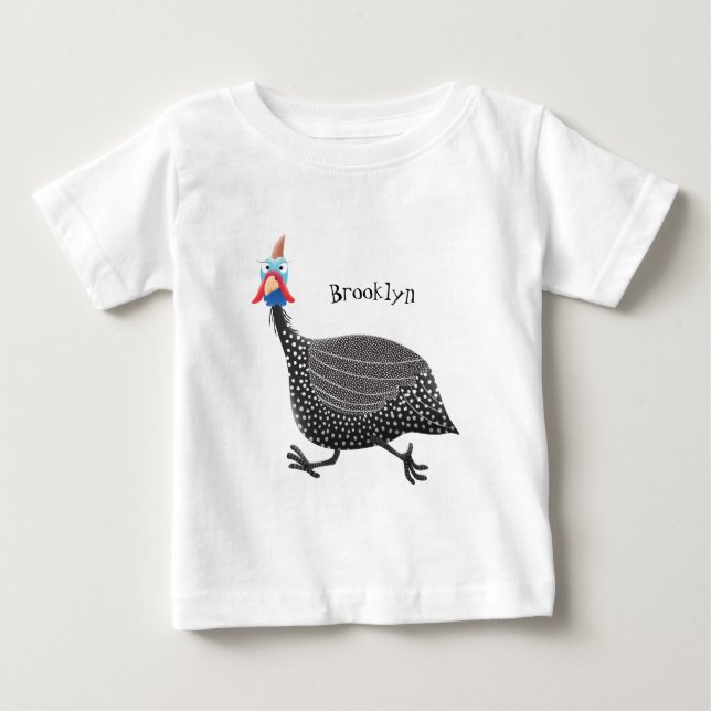 Fågelillustration med tecknaden Guineafowl T Shirt (Framsida)