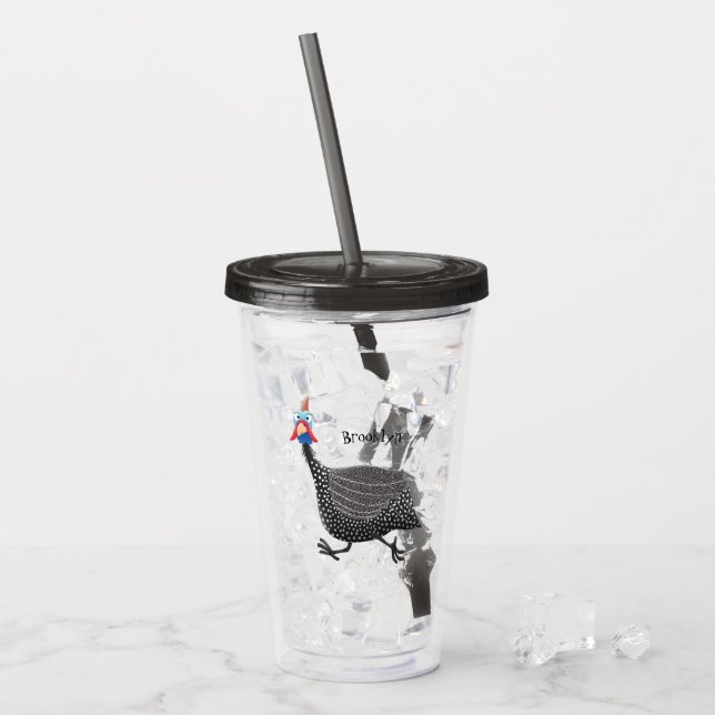 Fågelillustration med tecknaden Guineafowl Take Away Mugg (Framsida Ice)