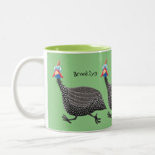 Fågelillustration med tecknaden Guineafowl Två-Tonad Mugg