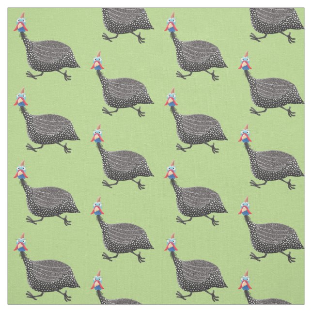 Fågelillustration med tecknaden Guineafowl Tyg (Provkarta)